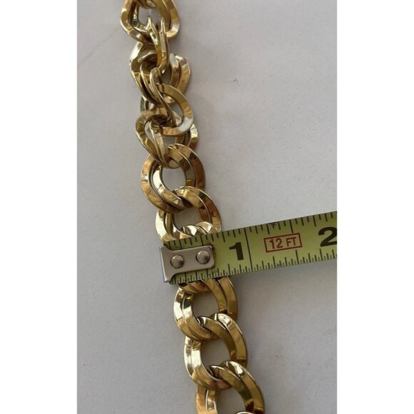 Vintage Monet Gold Tone Chunky Flat Double Curb Link Chain Necklace Signed 20” - Picture 11 of 11